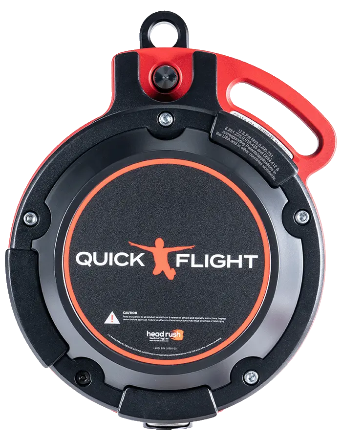 QuickFlight free-fall device for adventure parks, offering adjustable free-fall distances and a wide rider weight range for safe, thrilling experiences