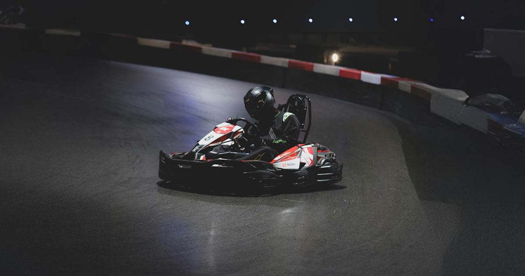 Go-kart in the karting racing ring high-speed motor spot activity