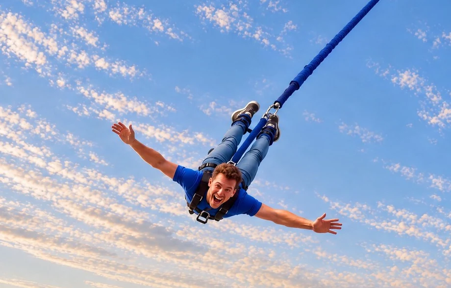 Guest jumping at Bungee at Yas Bay, Yas Island